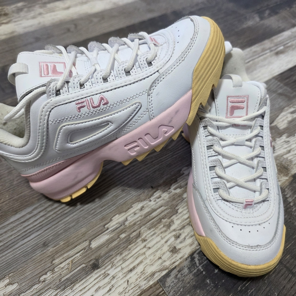 FILA White, Pink & Yellow Women’s Chunky Sneakers